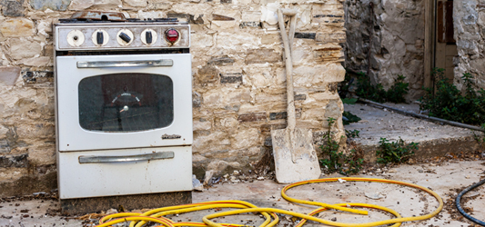 Old oven set outside