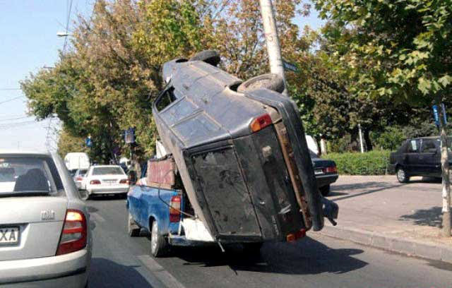 hauling truck with smaller truck-funny