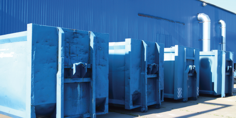 blue commercial trash compactors