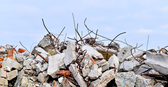 Pile of construction and demolition debris