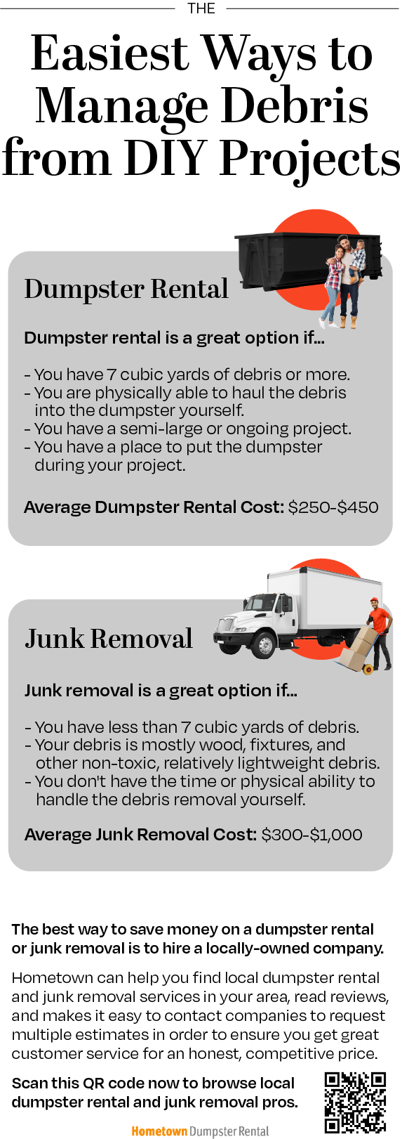 best ways to manage diy demo debris infographic